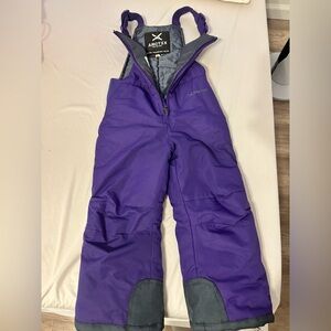 Arctix Kids Snow Overalls in Purple and Gray